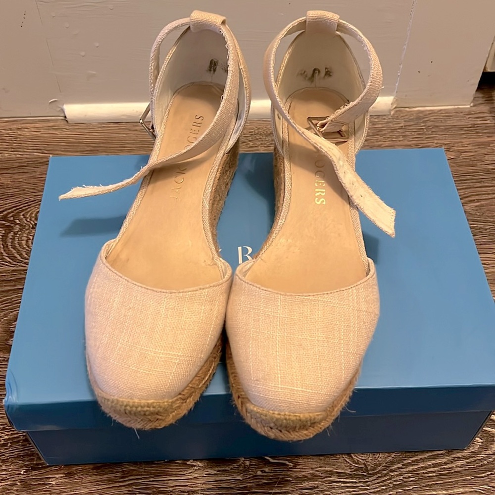 Jack Rogers Palmer Closed Toe Mid Wedge Ankle Strap Espadrille